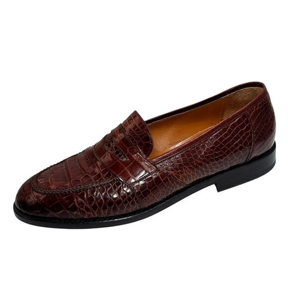 NEIMAN MARCUS  100% Genuine Alligator Handmade Mens Loafers Brown Sz 10.5 🔥 - Picture 2 of 9